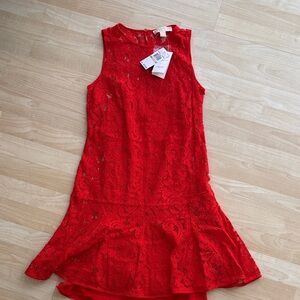 Michael Kors Vibrant Red Lace Top